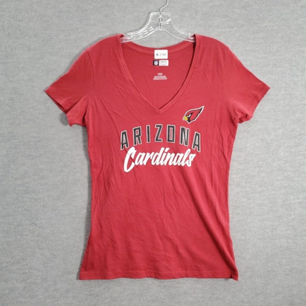 Arizona Cardinals Women Shirt Large‎ Red Logo Graphic Print Short Sleeve V Neck